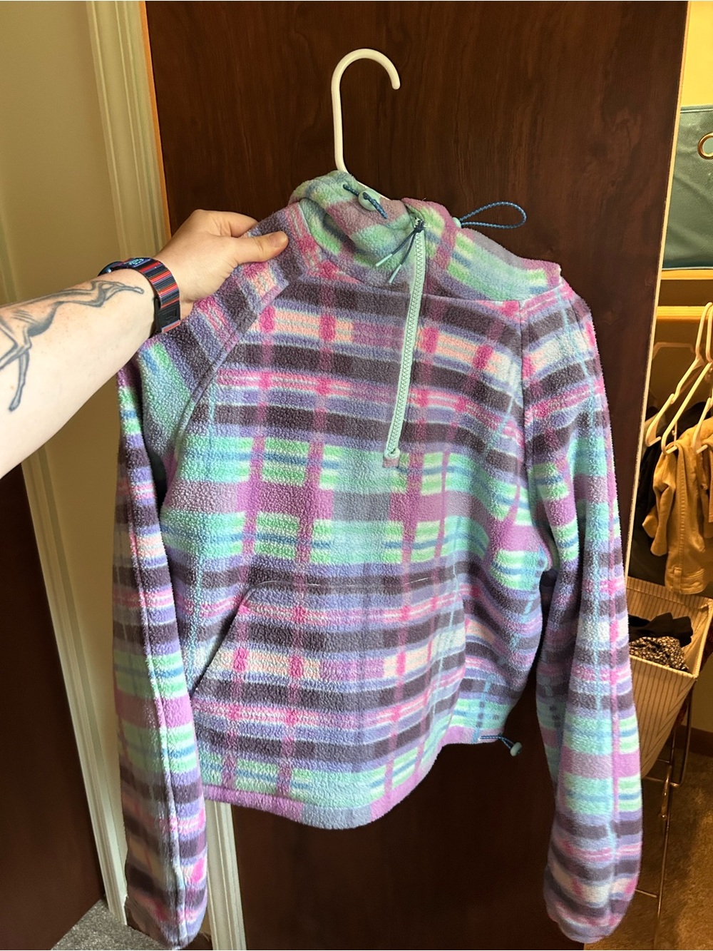 Outdoor Voices Fleece Plaid Half-Zip / 3/4-Zip Primofleece Hoodie